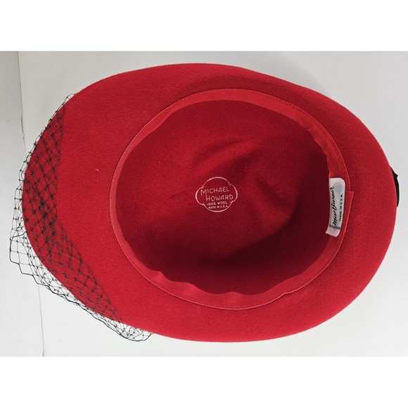 Michael Howard Miss Bierner Red Wool Hat HTF Rare - Picture 5 of 9